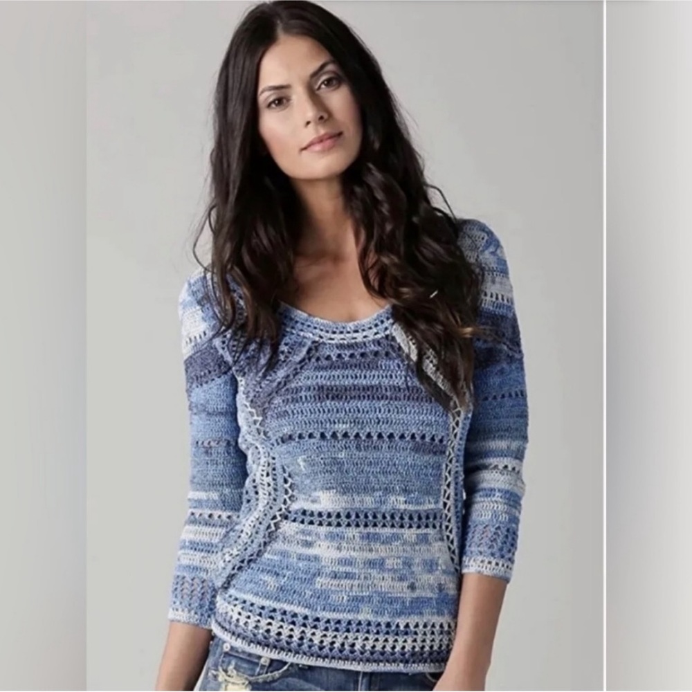 Rag & Bone Blue Hand Crochet Top Small